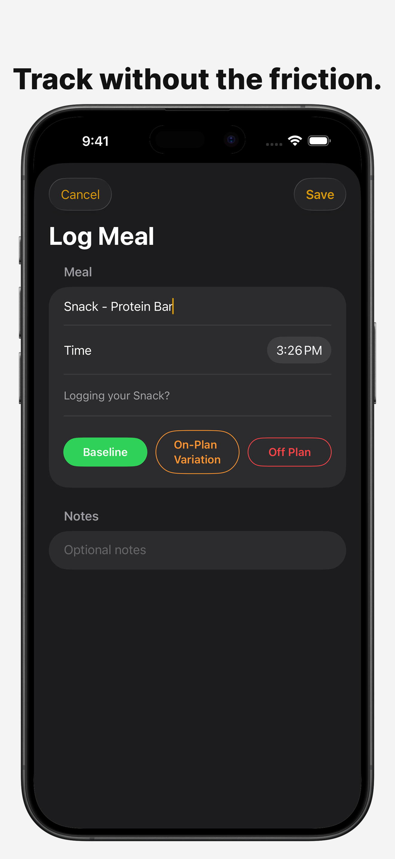 Simple meal logging without calorie counting